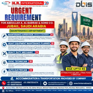 Saudi Arabia Maintenance Recruitment